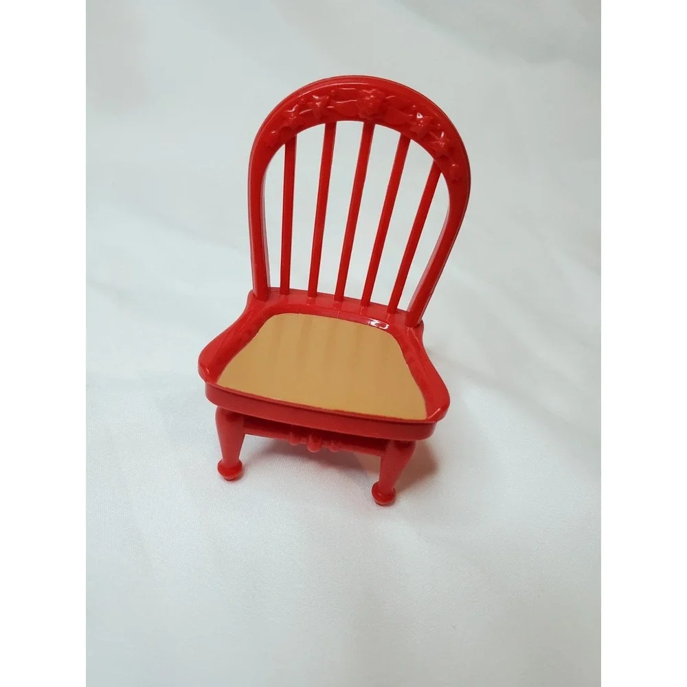 Fisher Price Loving Family Dollhouse Nursery Table‎ Lamp Chair Red Upholstered